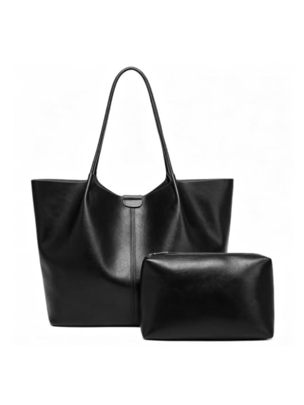 Large Capacity Soft Leather Tote Bag with Interior Pouch Multi-Use Women's Purse